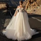 Женское свадебное платье с открытыми плечами, открытой спиной и 3d-цветами