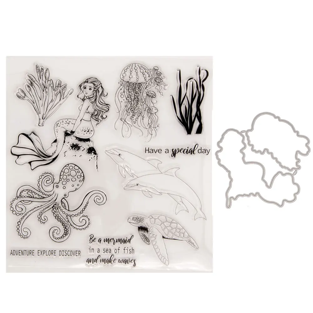 

Stamps and Die Mermaid Transparent stamp Clear Rubber Stamp Scrapbook Paper Craft Knife Mould Blade Punch Stencils Dies