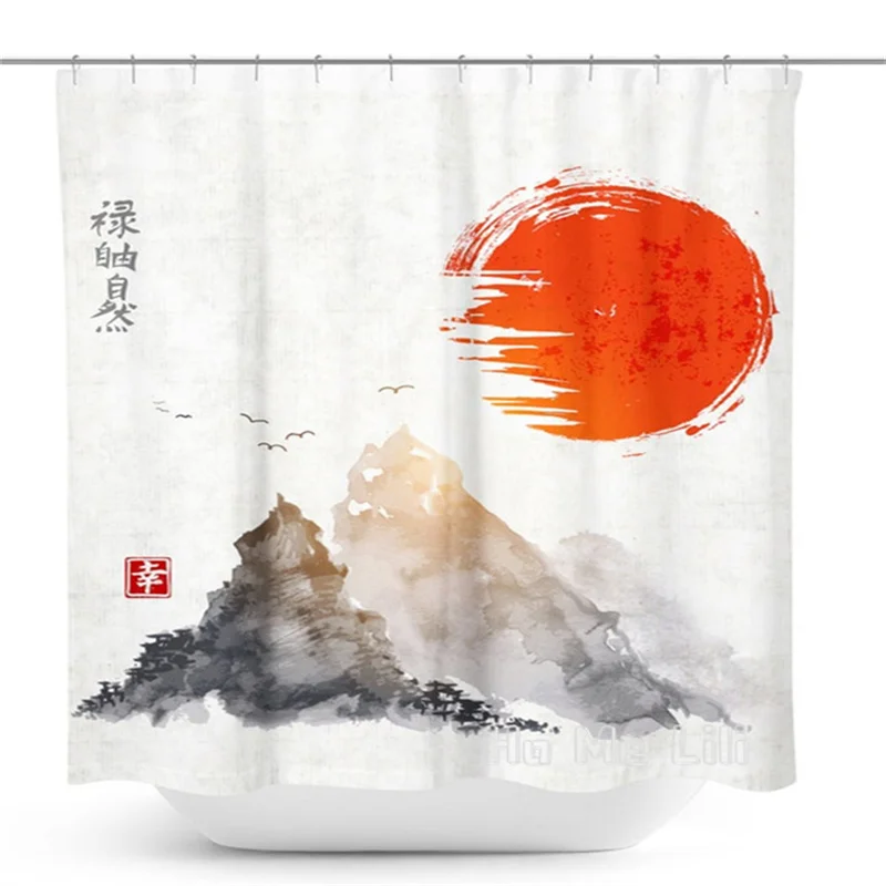 

Shower Curtain By Ho Me Lili Japanese Bath Decor With Hooks Waterproof Polyester Fabric For Bathroom Decoration