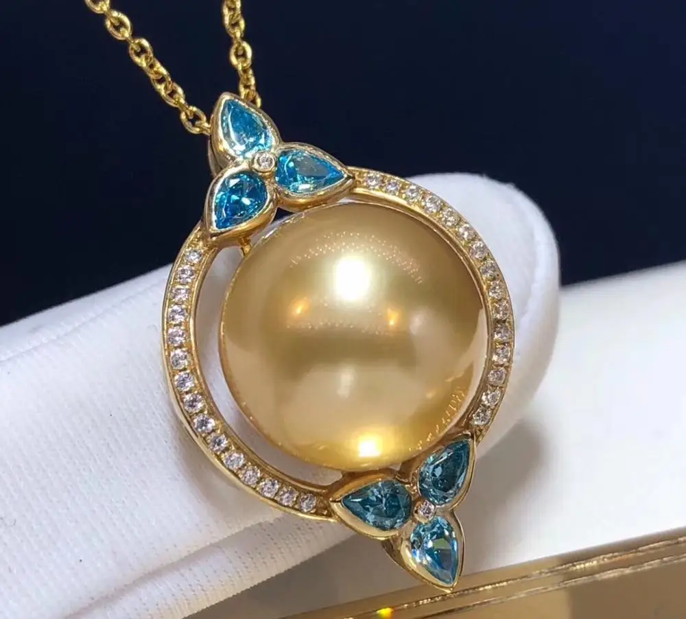 D205 Изящные Ювелирные изделия 18K желтое золото Природный Океанский золотой