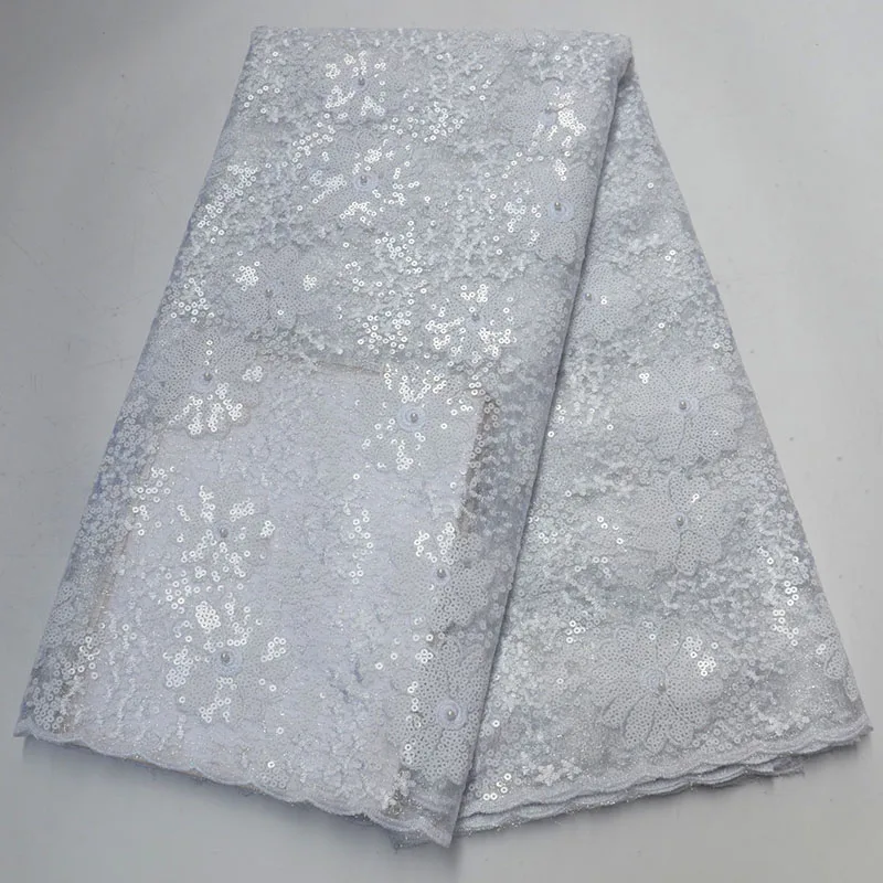 2019 High Quality French Mesh Lace Fabric Latest African Tulle With Sequins For Nigerian Men Women Dress Party 03 | Дом и сад
