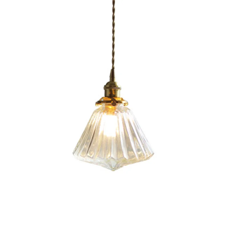 

Glass Nordic Copper pendent Lamp Brass Creative Minimalist E27 Transparent Lampshade For Restaurant bedroom corridor Light