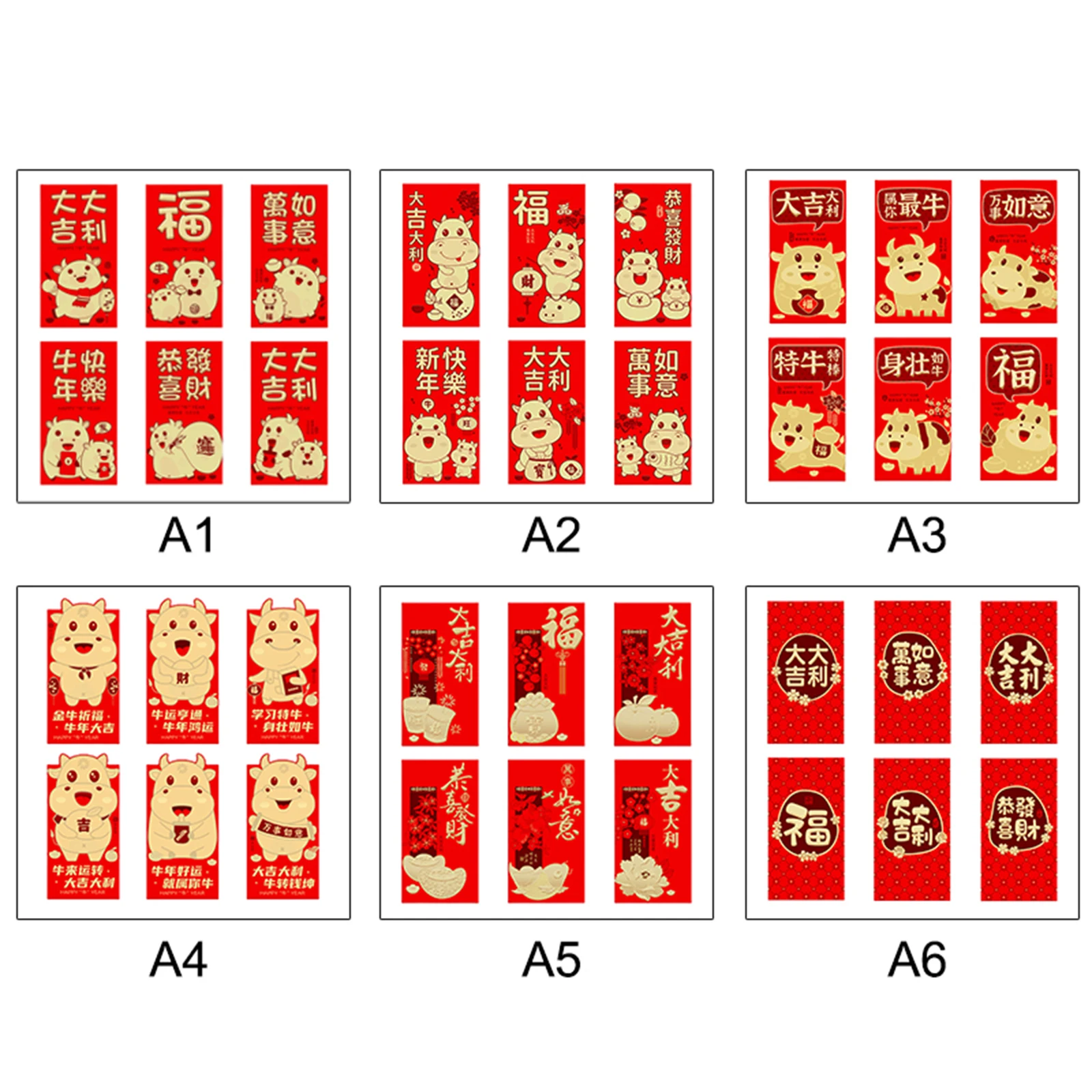 

5/6pcs 2021 OX Lucky Chinese Red Envelopes Lucky Pockets Red Packet For Chinese New Year Spring Birthday Marry Party Gift Box