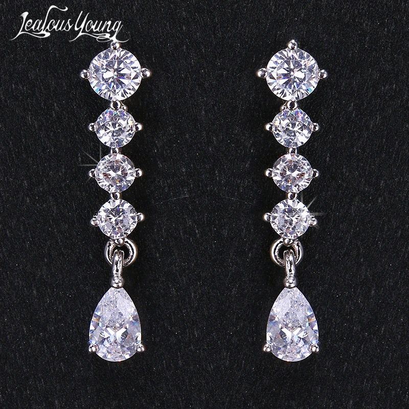 Модные роскошные круглые Висячие серьги для женщин с цирконом Капля воды