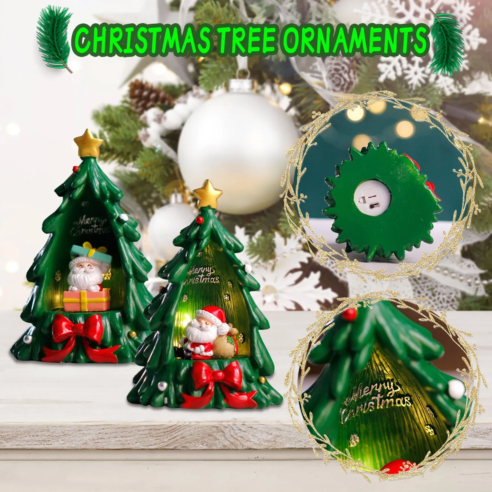 

Christmas Scene Decoration And Christmas Tree Luminous Resin Ornaments Wedding Holidays Birthday Christmas Halloween Decor