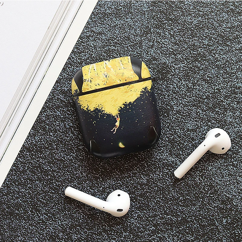 Роскошный чехол ПУ кожа с принтом для Apple Airpods 1 2 Аксессуары Защитная крышка зарядная Коробка Чехол Сумки сплит дизайн оболочки