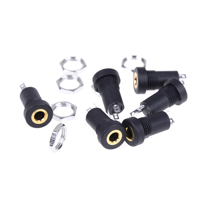 

2pcs 3.5MM Audio Jack Socket 3 Pole Black Stereo Solder Panel Mount With Nuts