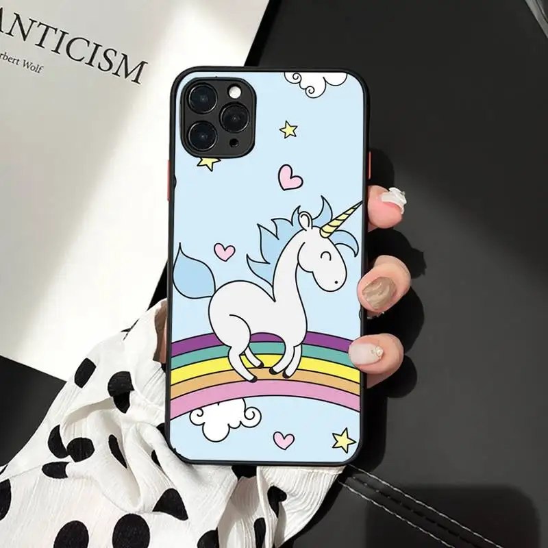 

Rainbow Unicorn cute cartoon Phone Case matte transparent For iphone 7 8 11 12 plus mini x xs xr pro max cover