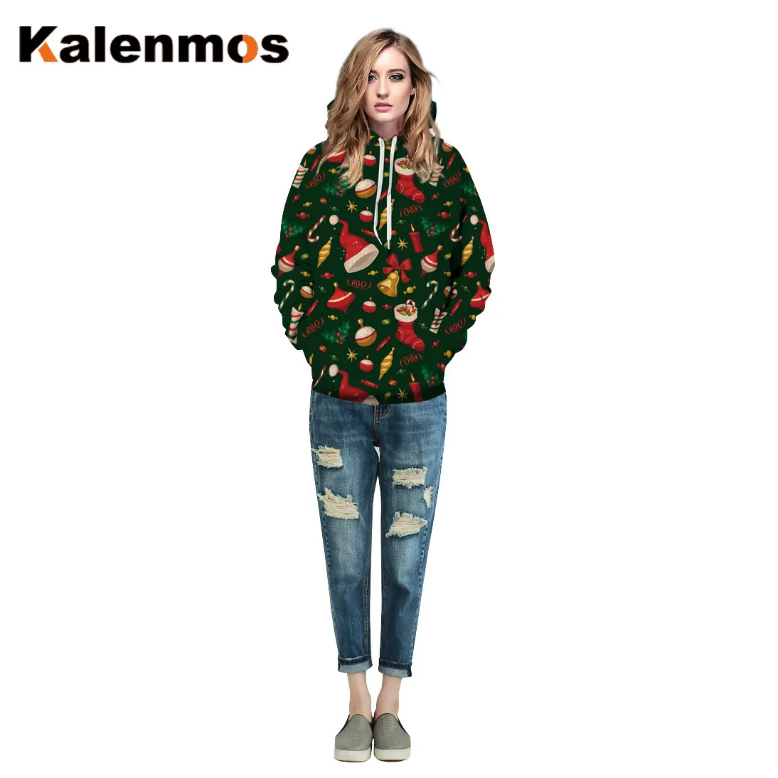 Унисекс пара рождественских толстовок для женщин и мужчин свитшоты принт