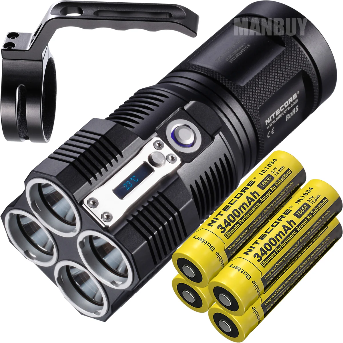 Новый NITECORE TM26 Led 4000 люмен 454 м расстояние Oled дисплей поиск перезаряжаемый фонарик +