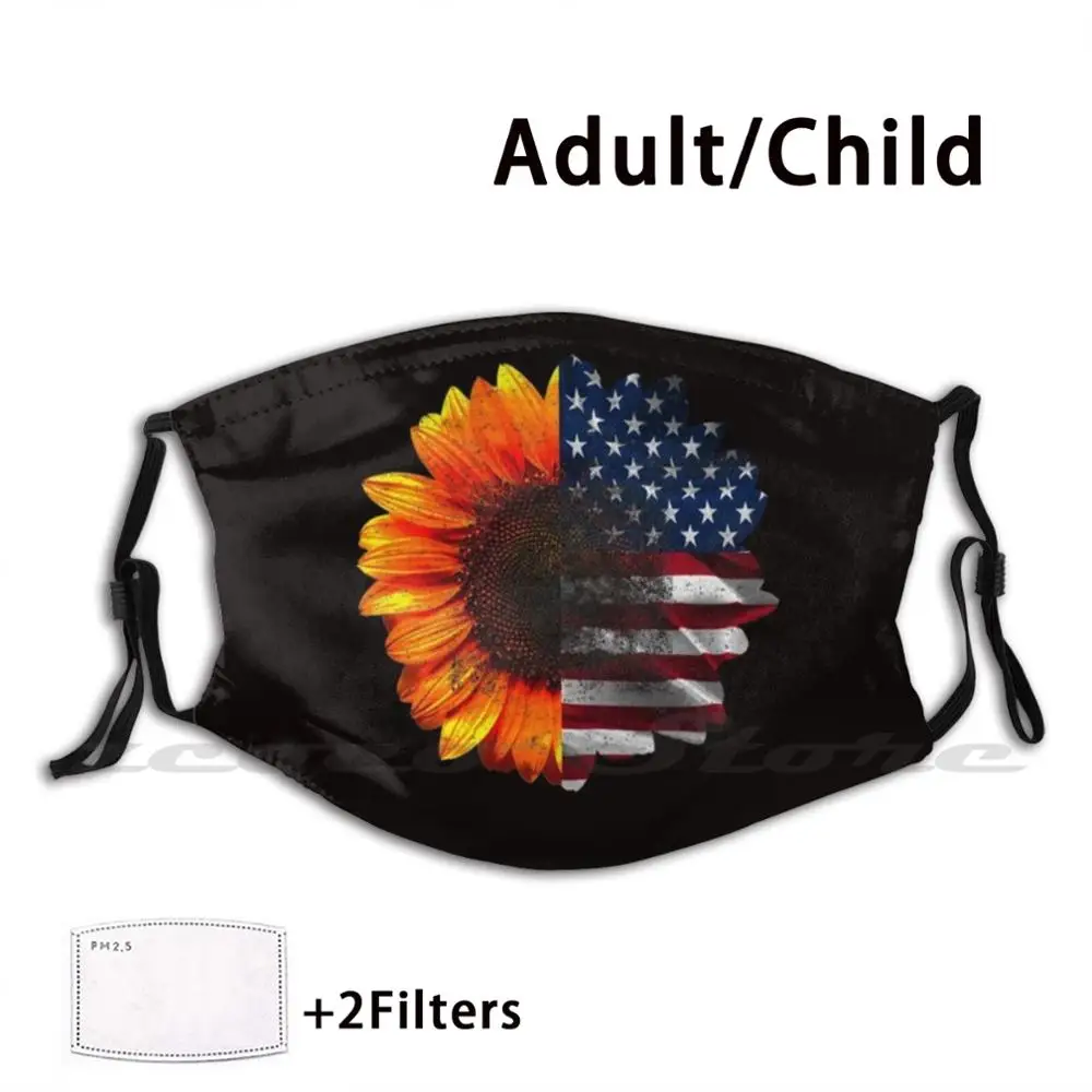

Chrysanthemum & American Flag Mask Cloth Washable DIY Filter Pm2.5 Adult Kids Chrysanthemum American Flag