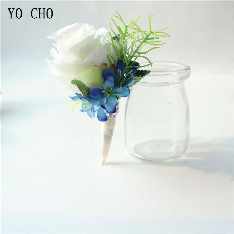 YO CHO искусственный Шелковый цветок розы бутоньерка для жениха свадебная на