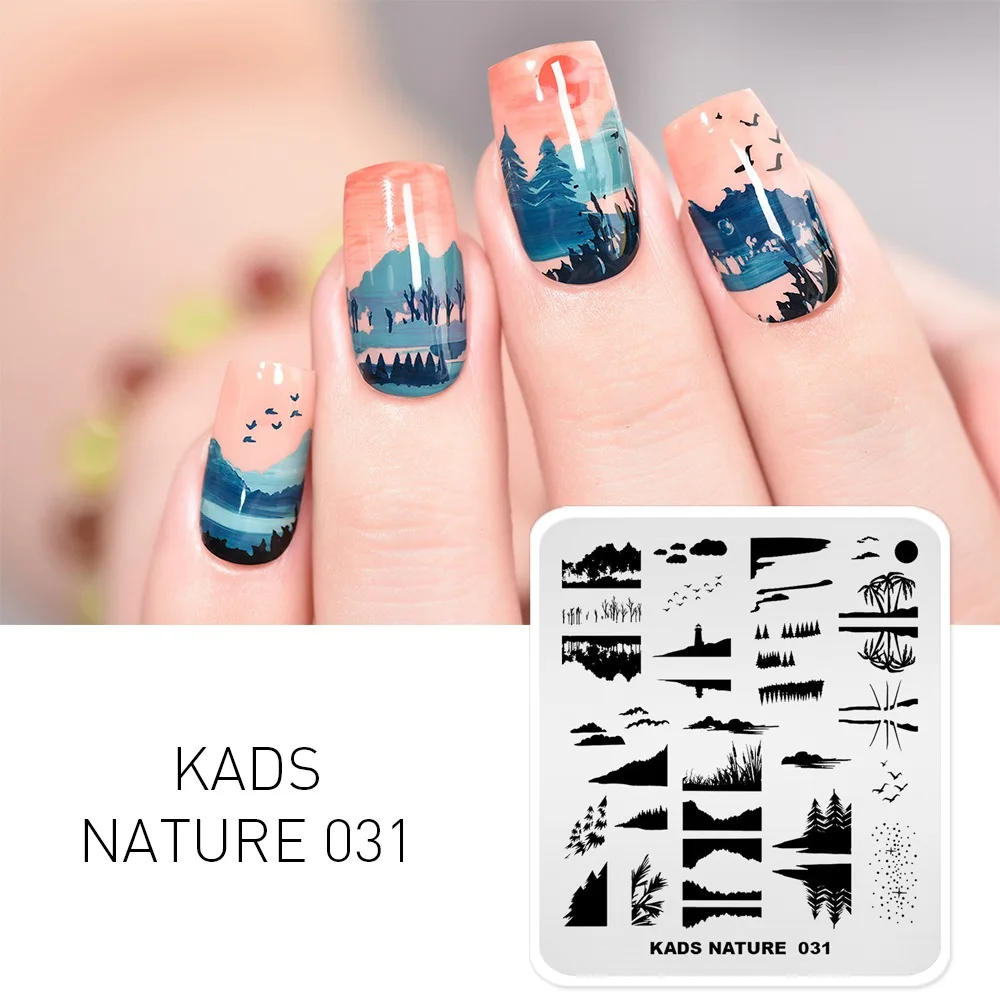 NA031 KADS, серия "природа", различные дизайнерские пластины для стемпинга ногтей, бабочки, горный диапазон, шаблоны, сделай сам, изображение, маникюрный набор тарелок - Цвет: NA031