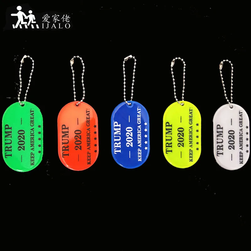 

Traffic safety Reflective pendant''Trump 2020 keep America Great''Key Ring Keychain for outdoor sports at night Safety alert