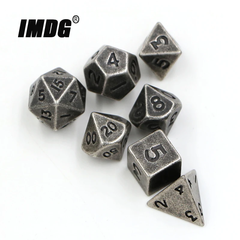 Металлические игральные кости DND Set 7 шт./компл. мини RPG игры в различные никелевые