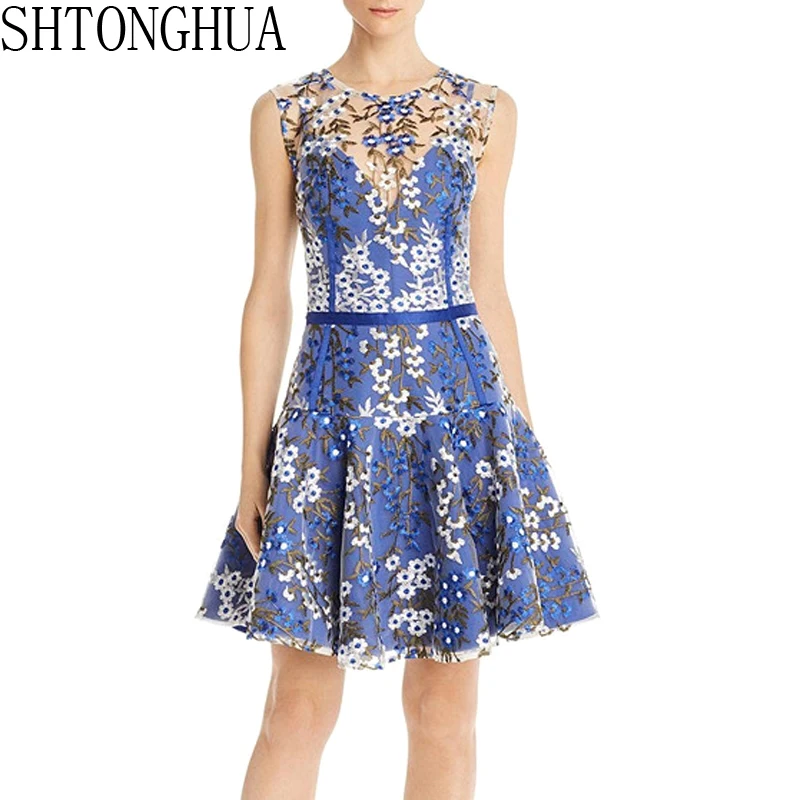 Новинка 2020 весна лето праздничное короткое платье Подиум женское без рукавов