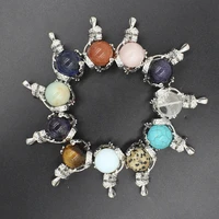 18mm stone sphere wrapped dragon pendant necklace for women men balls beads custom charms quartz crystal jewelry