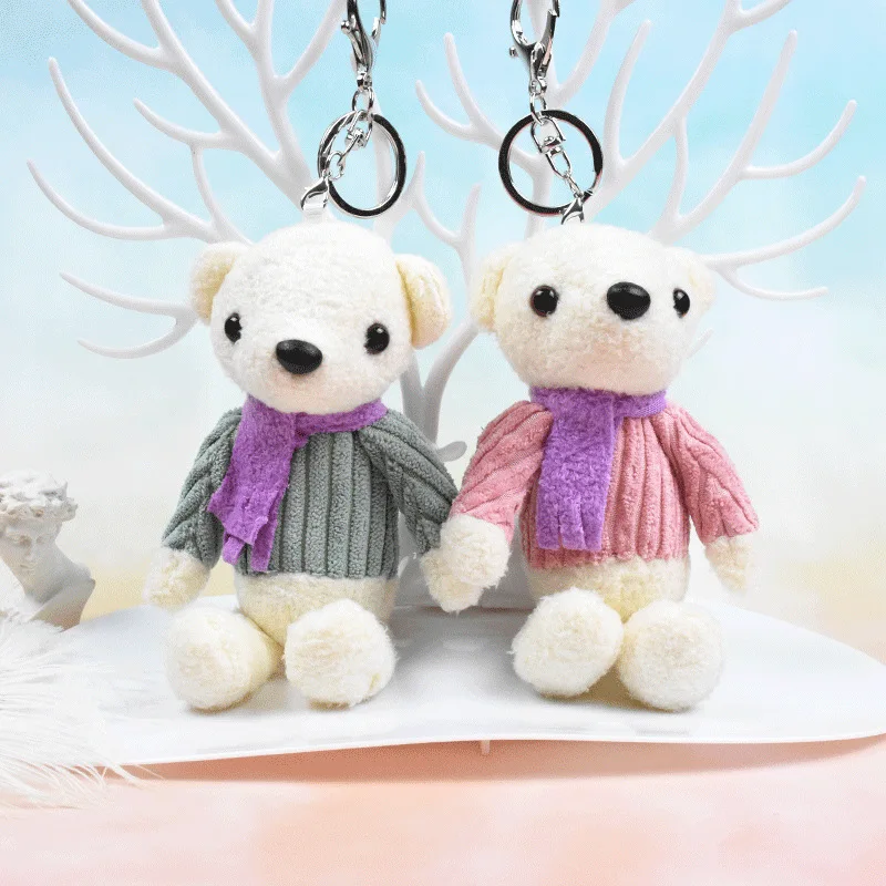 

Korean Cute Teddy Bear Keychains Cartoon Scarf Bear Car Key Chain Women Bag Pendant Keyring Gifts Lovers Gift Children's Day