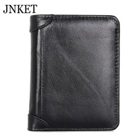 jnket genuine cow leather rfid mens wallet clutch purse foldable short wallet multifunctional card holder coins purse