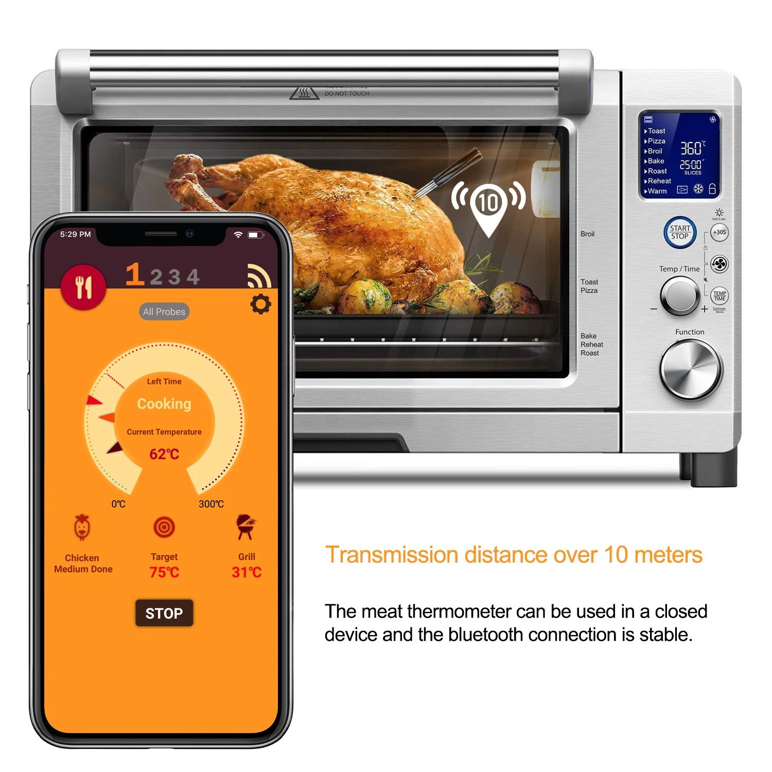 WGT Цифровой зонд Vlees термометр для мяса, кухонный беспроводной термометр для приготовления пищи, барбекю, термометр для еды, Bluetooth, печь, гриль, термометр, зонд