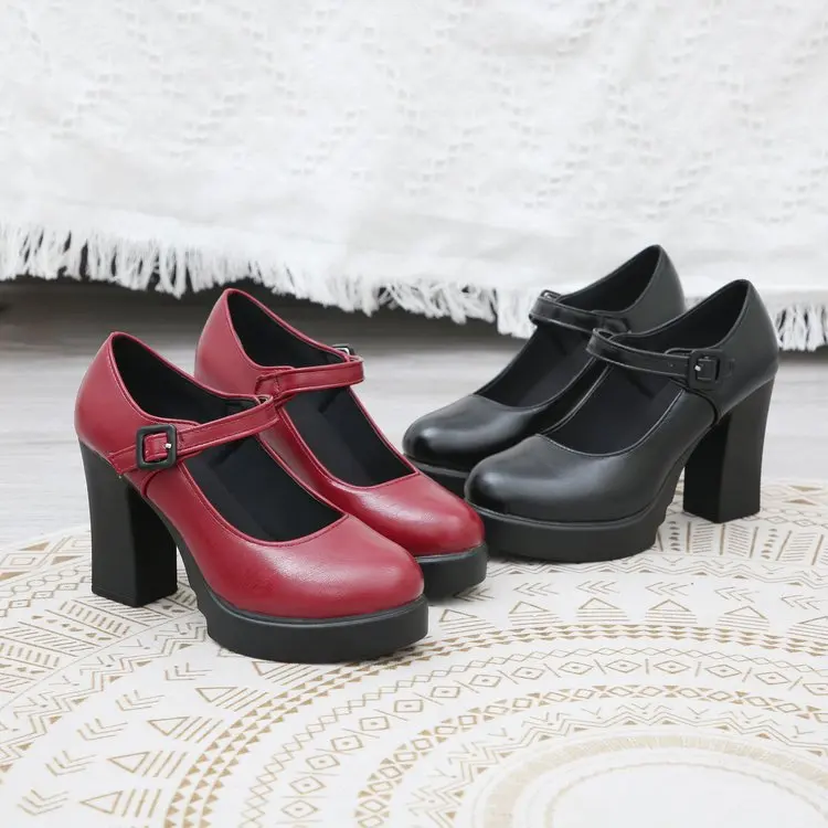 Женские туфли на высоком каблуке LIHUAMAO Вечерние Туфли Мэри Джейн с ремешком