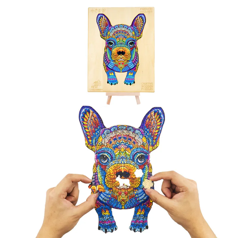 Милый Французский бульдог строительная игрушка для любителей собак деревянный