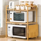 23 уровневая бамбуковая Полочка для микроволновой печи, регулируемая по высоте кухонная полка, органайзер для хранения на кухне для специй, кухонный стеллаж для хранения, кухонная посуда, держатель