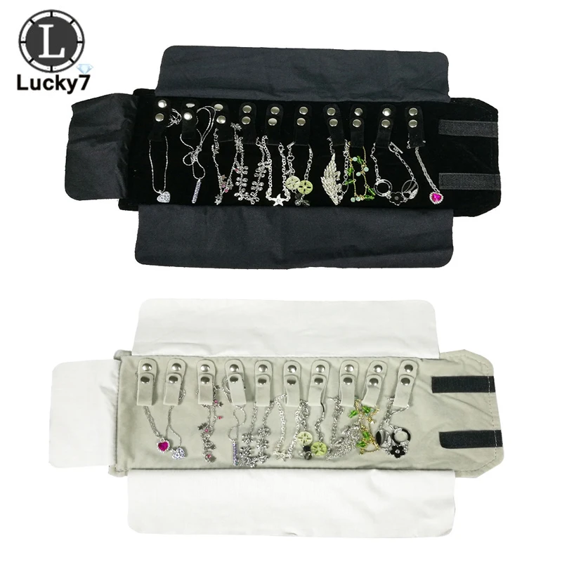 Черный/серый бархатный органайзер для хранения ювелирных изделий портативный