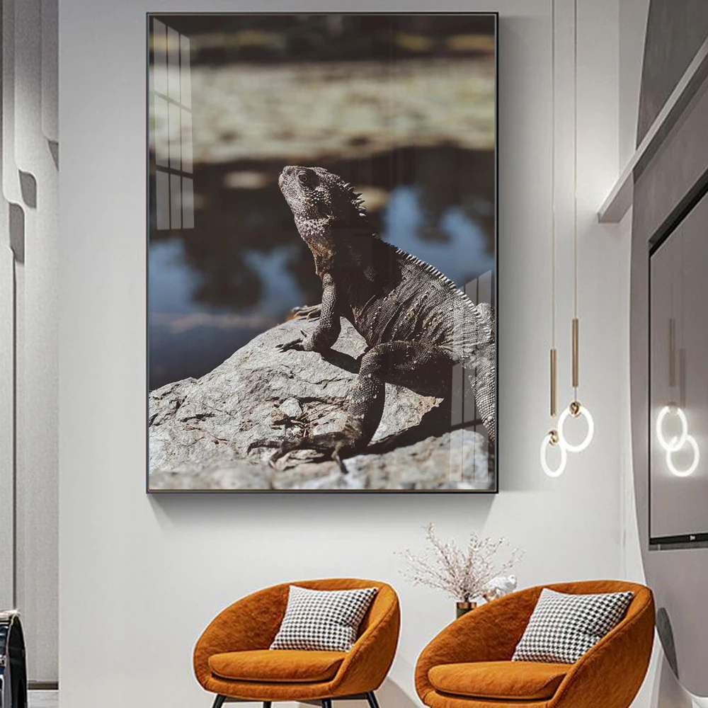

Animal landscape oil painting Brown chameleon lizard art canvas painting living room corridor bar home decoration mural
