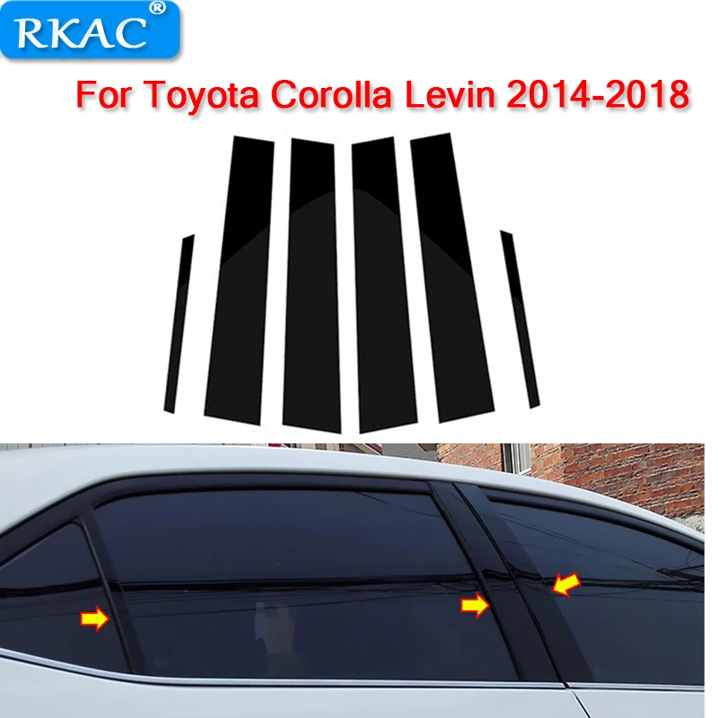 Черная крышка колонны 6 шт./компл. Обшивка двери окно пианино подходит для Toyota Corolla