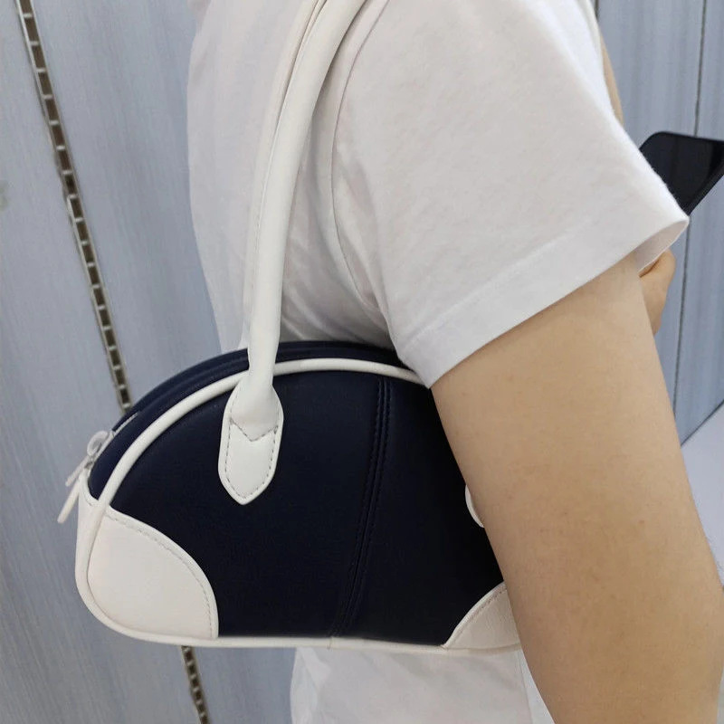 

2021 Новая Модная Портативная сумка-багет для подмышек высокого качества из мягкой кожи, женская модная сумка контрастного цвета