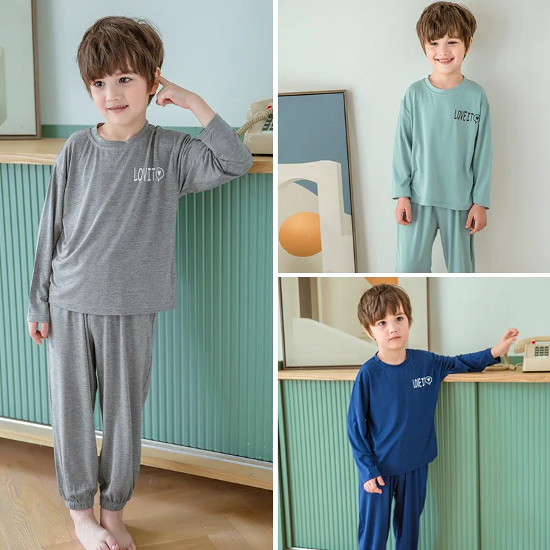 

Boys Pajamas Set Spring Modal Cotton Long Sleeve Children Sleepwear Autumn Comfortable Girls Homewear Kids Clothing 12 13 Years