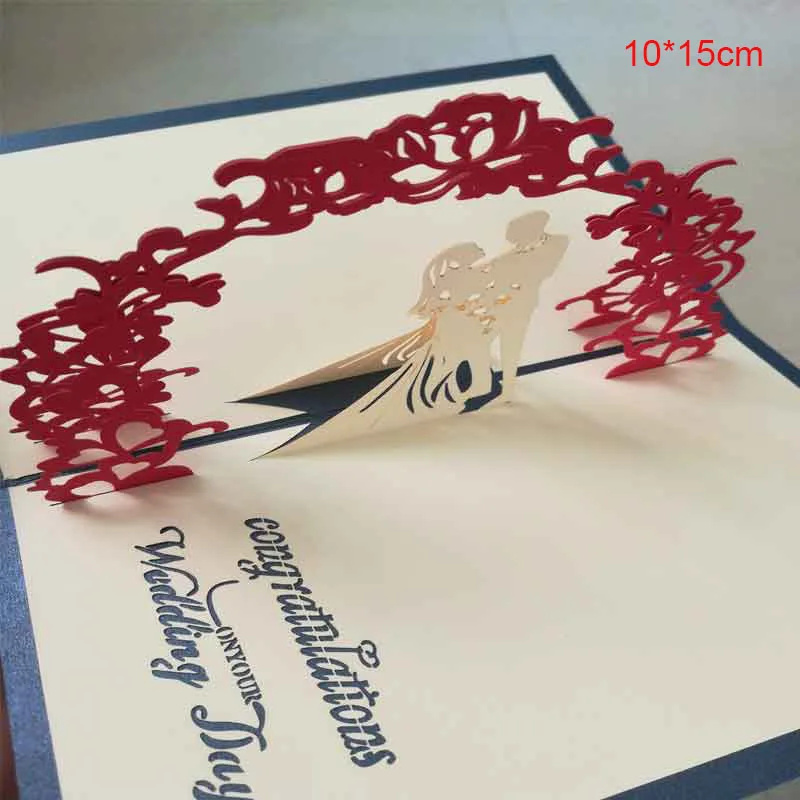 Sweet wedding blue 3D открытка-раскладушка подарок на день Святого Валентина открытка наклейки на конверте свадебные приглашения Поздравительные открытки юбилей для нее - Цвет: Sweet wedding blue