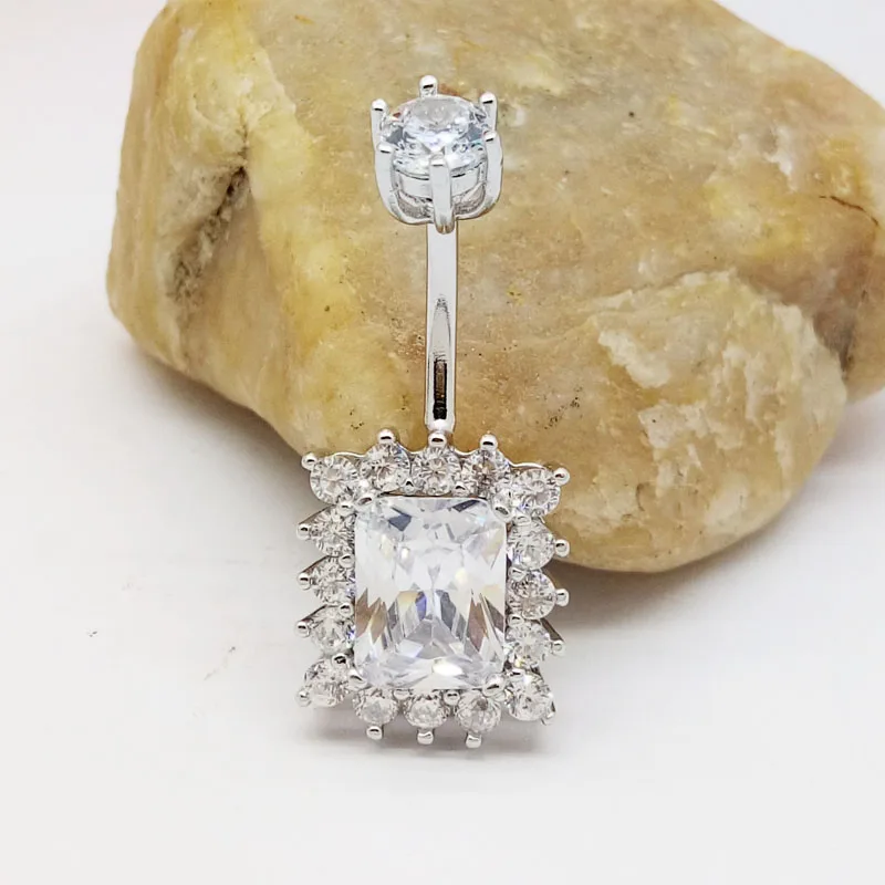 925 серебро кольца для пупка квадратный фианит модные австрийские