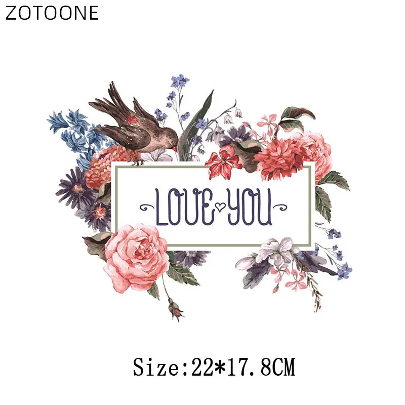 Нашивки ZOTOONE с птицами и цветами наклейки надписью LOVE для детей сделай сам