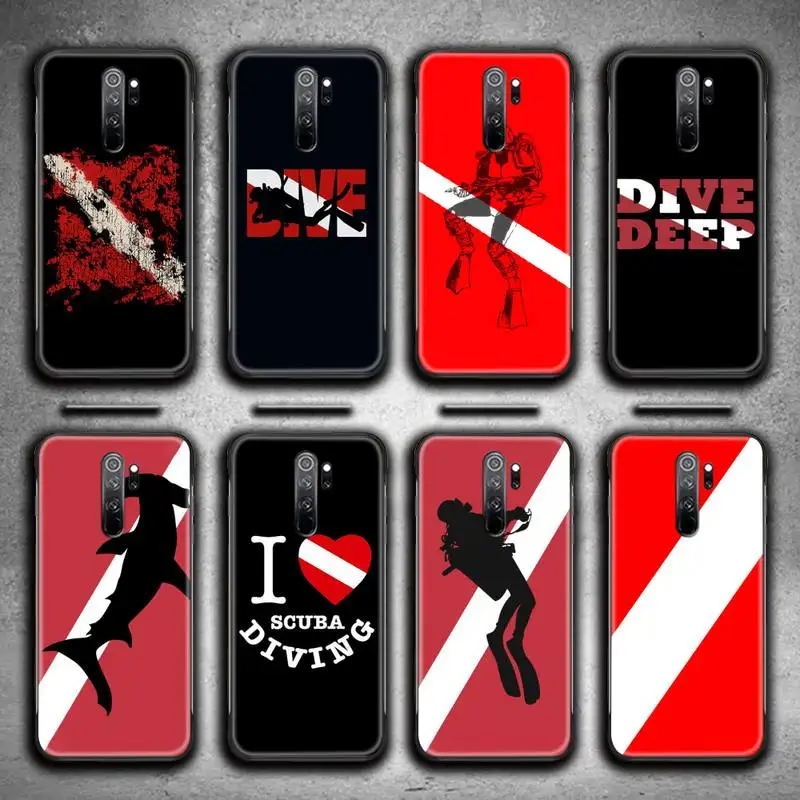 

Diver Down Scuba Flag Phone Case for Redmi 9A 8A 7 6 6A Note 9 8 8T Pro Max Redmi 9 K20 K30 Pro