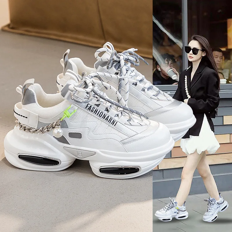 WUYAZQI New breathable fashion women's shoes inside increased candy color sports shoes women's casual running shoes women's Q8