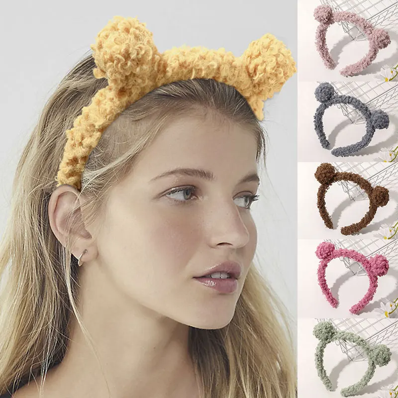 

New Gils Cute Plush Bear Rabbit Ears Headband Autumn Winter Head Hoop Cartoon Girls Kid Hairband Headdress Hair Accessories