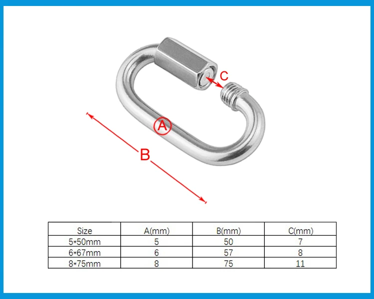 Карабин из нержавеющей стали 304 Овальный винтовой замок быстросъемный кольцо