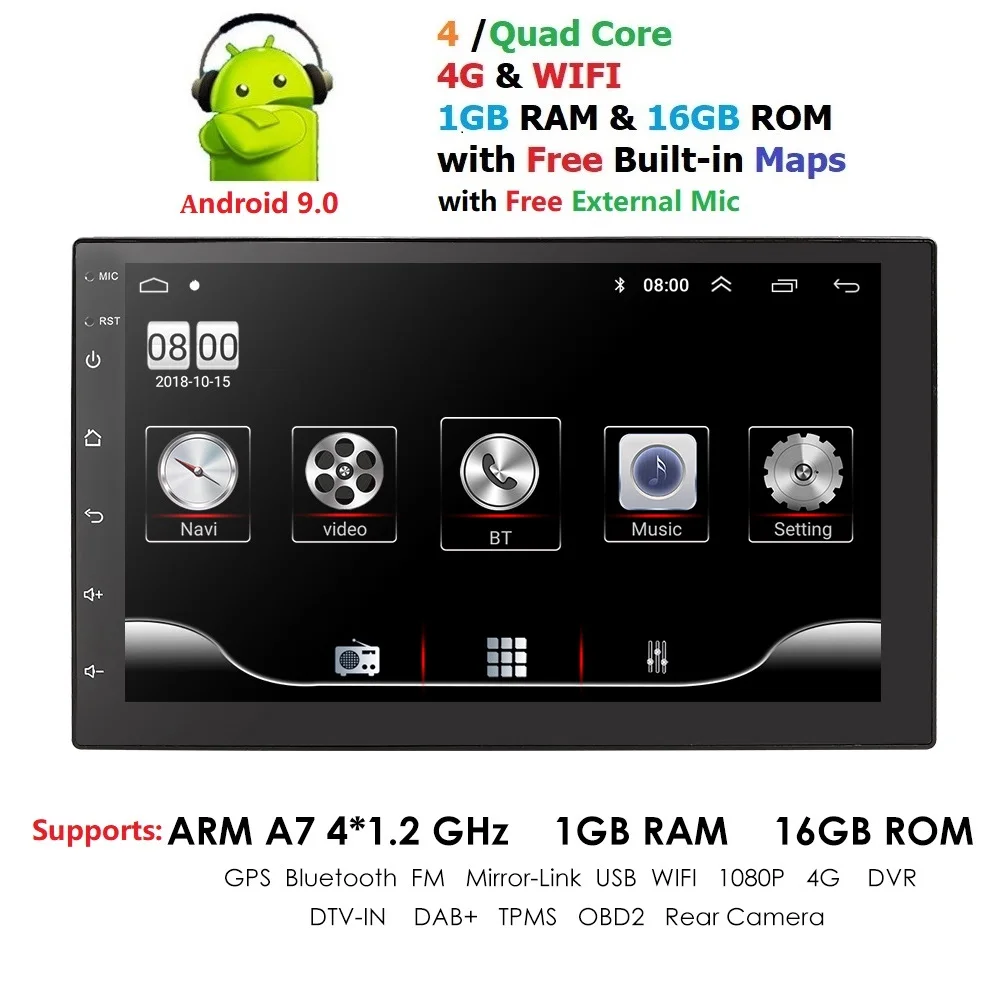 Android 9,0 автомобильный монитор для nissan qashqai x-trail almera Note, Juke Универсальный мультимедийный автомобильный gps-навигатор плейер с микрофоном bt