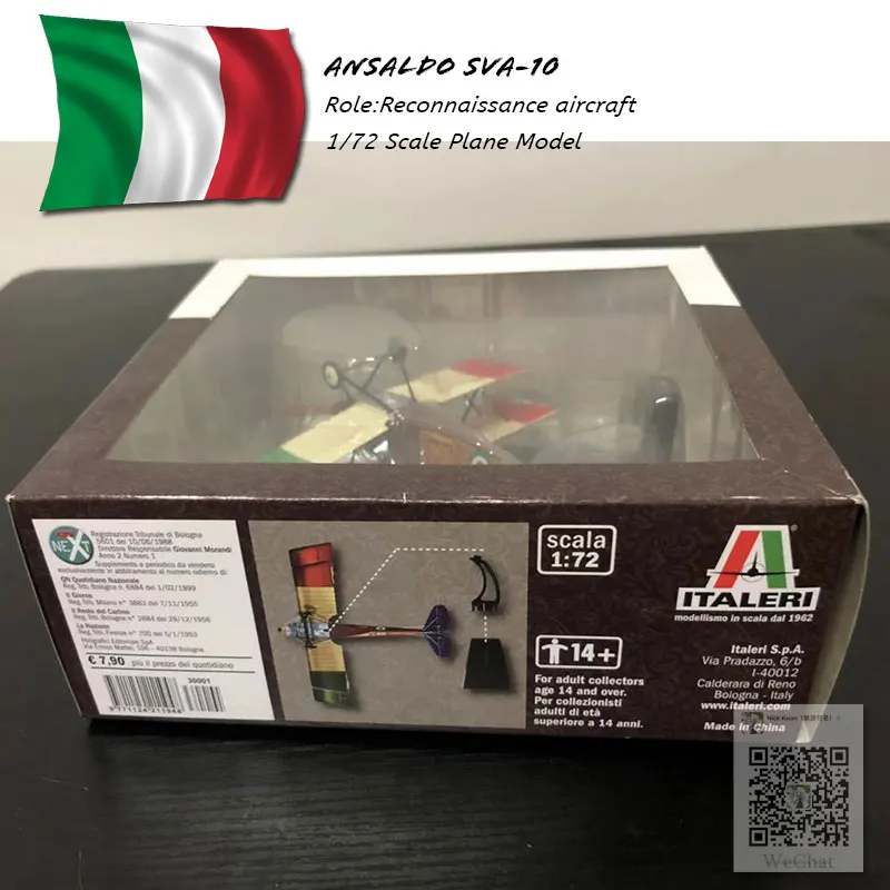 ITALERI 1/72 масштаб военная модель игрушки Италия Ansaldo SVA-10 истребитель литой металлический самолет модель игрушки для сбора/подарок