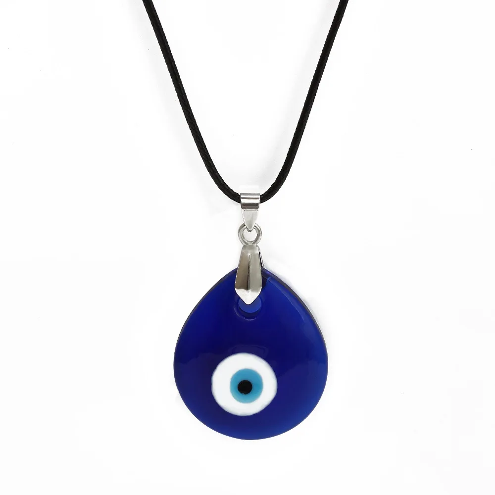 Turkey Greek Blue Eye Men's Necklace Pendant Accessories Wax Rope Simple Necklace Jewelry Pendant images - 6
