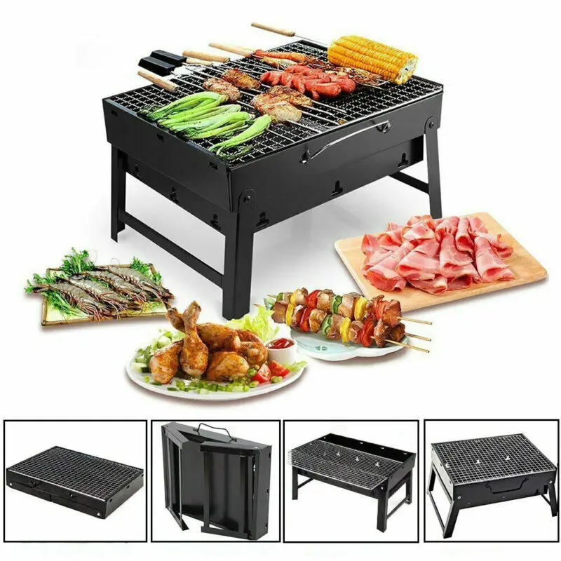 

Foldable BBQ Grills Patio Barbecue Charcoal Grill Stove Stainless Steel Camping Outdoor Picnic Barbecue BBQ Accessories Tools