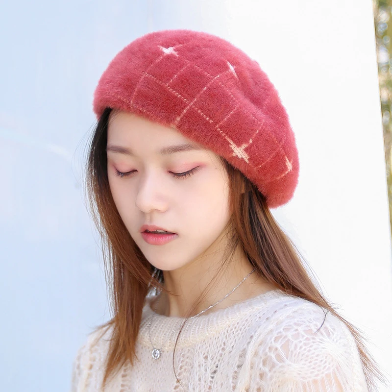 Женский берет в клеточку Удобный Простой Элегантный винтажном стиле | Аксессуары