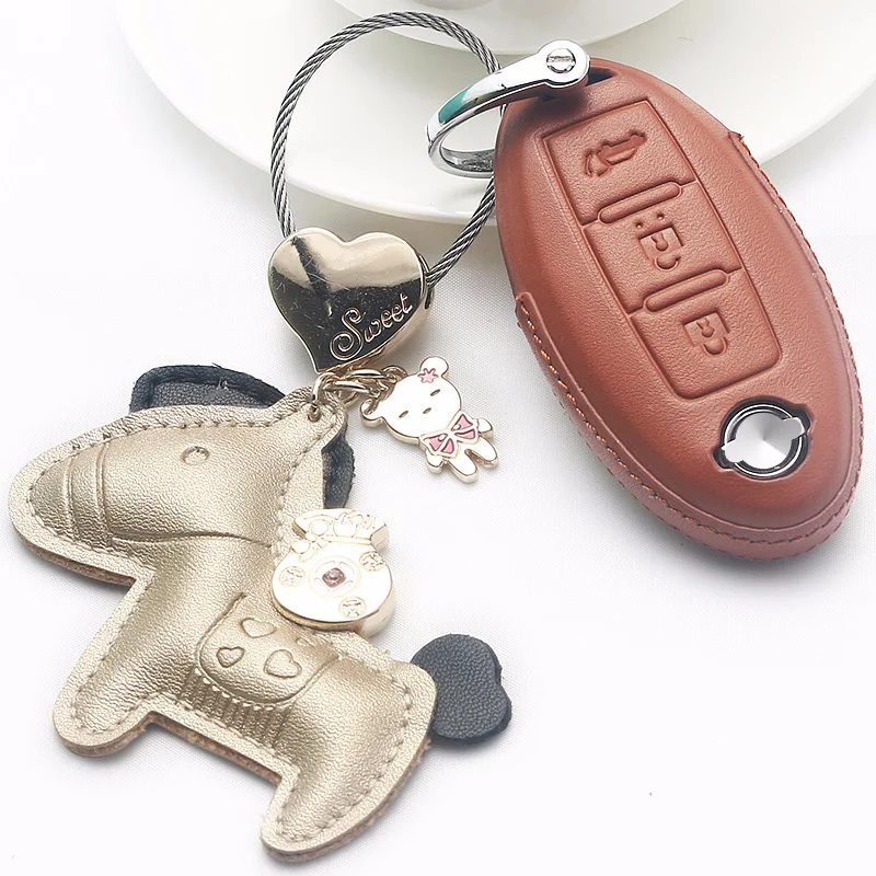 Красочный чехол для ключей от автомобиля из натуральной кожи Nissan Qashqai J10 J11 X Trail t31