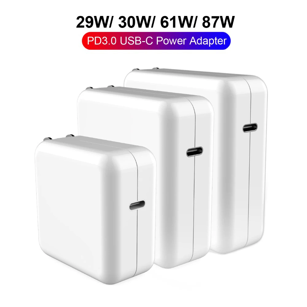 Зарядное устройство PD USB C адаптер питания 18W 30W 61W 87 Вт QC3.0 зарядное для нового MacBook
