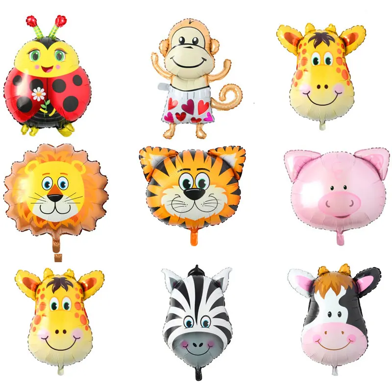 

1pc Mini Jungle Animal Head Foil Balloons Happy Birthday Party Decorations Kids Ballons Baby Shower Globos Party Decoration Toys