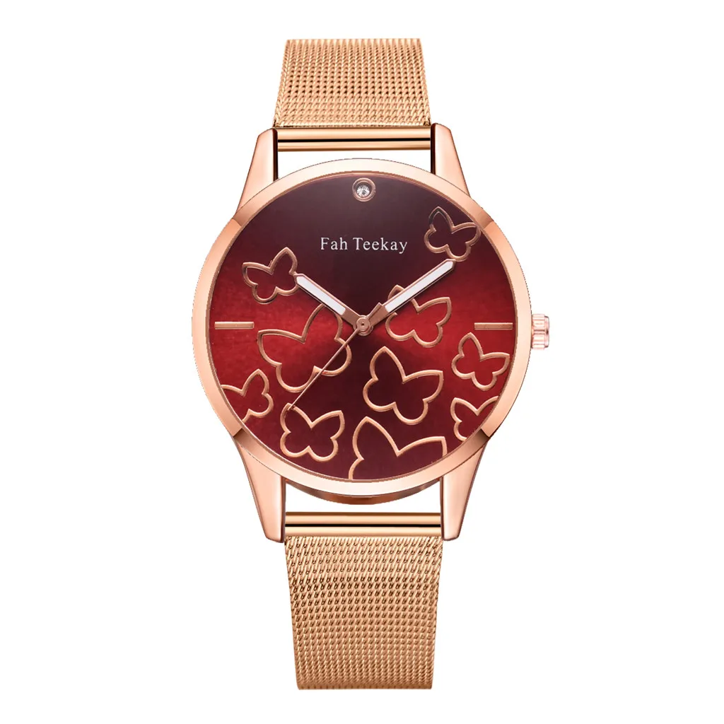 Мода бабочка Летающий танец Циферблат без шкал Женский сетчатый с Кварцевые часы