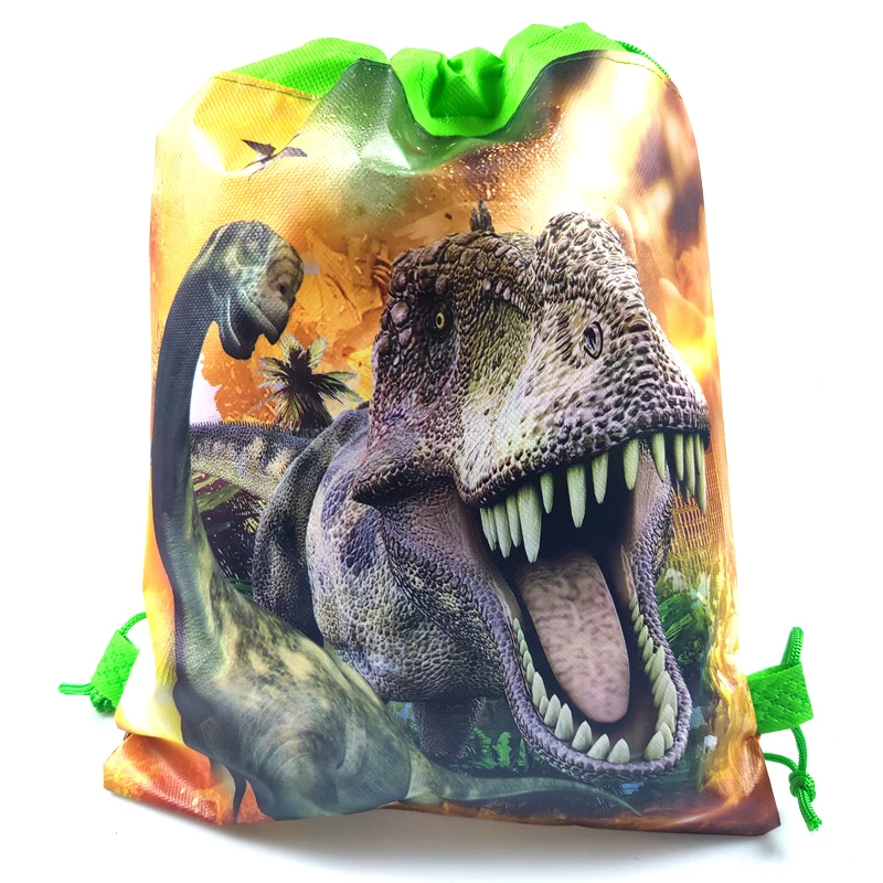 

Baby Shower Decorate Mochila Birthday Party Cute Dinosaur Theme Backpack Non-woven Fabrics Drawstring Gifts Loot Bags 12pcs/lot