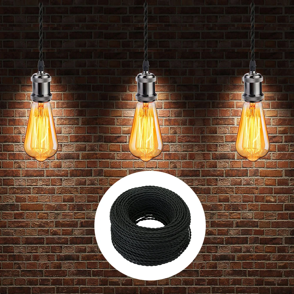 

5/10/20 Meters Electrical Wires 2 Core Electrical Rope Wire Antique Braided Twisted Fabric Light Cable Woven Silk Flexible Cord